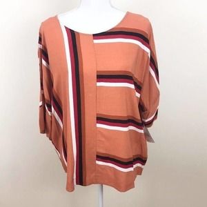Isela 3/4 Sleeve Striped Tie Back Top Size Medium